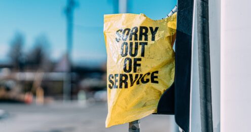 An image depicting a fuel pump that is out of service.
